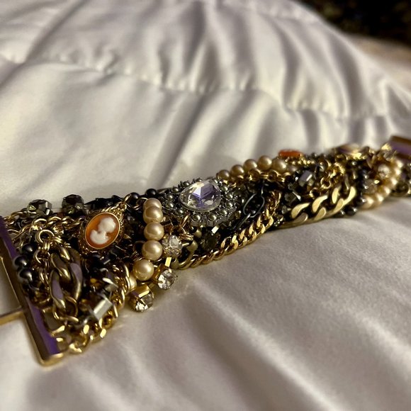 Gold, jeweled bracelet - VINTAGE, but EUC and NEVER WORN! BEAUTIFUL! - Picture 1 of 6